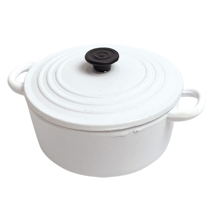 【お買い得品】エルベール ミニチュアパーツ 両手鍋E MIT-353 ホワイト 金属製