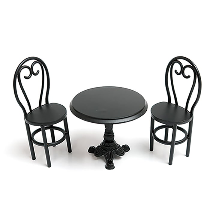 【お買い得品】エルベール ミニチュアパーツ テーブルセットA MIT-001 黒 金属製