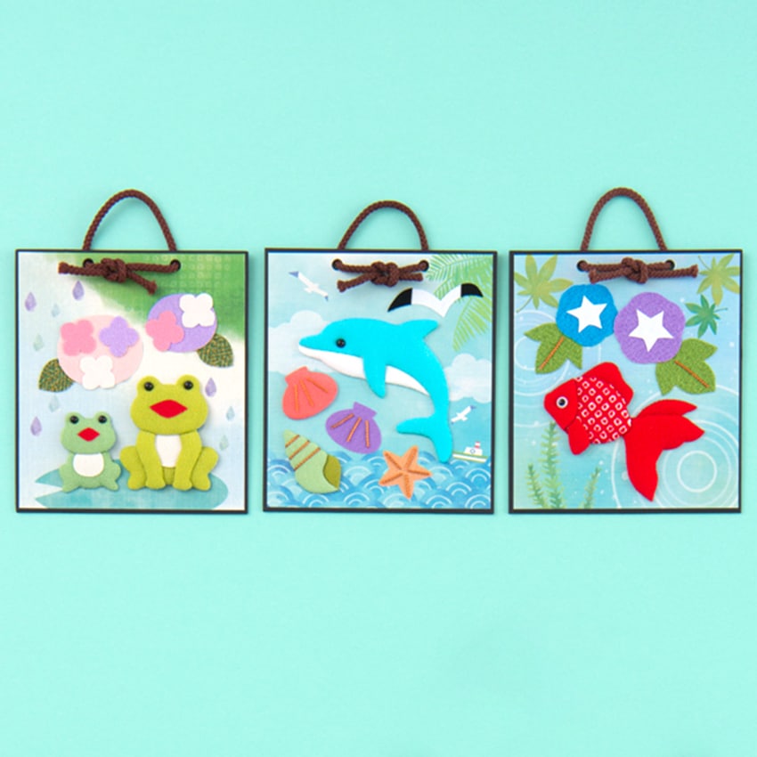 手芸キット ほっこり動物の押し絵かべ飾り 秋セット(ふくろう・りす