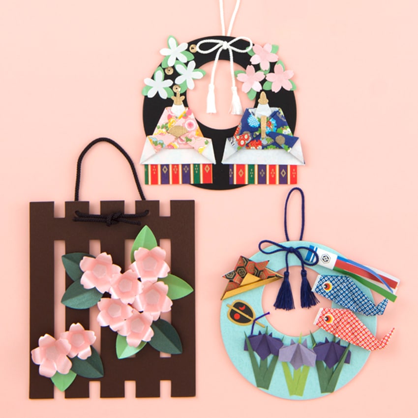 和紙の吊るし飾り 花と歳時の12か月 春セット（ひなまつり・さくら・こいのぼり）