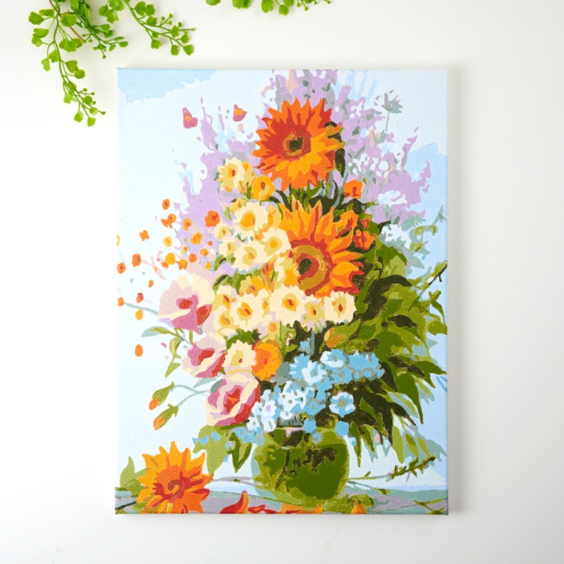 ぬりえ「私のアート時間」 ガーベラの花束 30×40