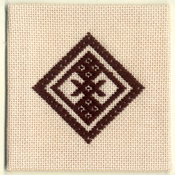 【お買い得品】オリムパス こぎん刺しキットコースター(茶)21