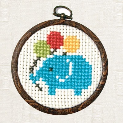 クロスステッチキット COSMO(ルシアン)　まんまるフレーム 2 ゾウ 