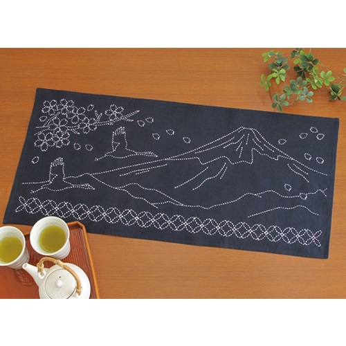 刺し子キット オリムパス 富士山手づくりキット テーブルセンター 富士と七宝つなぎ 