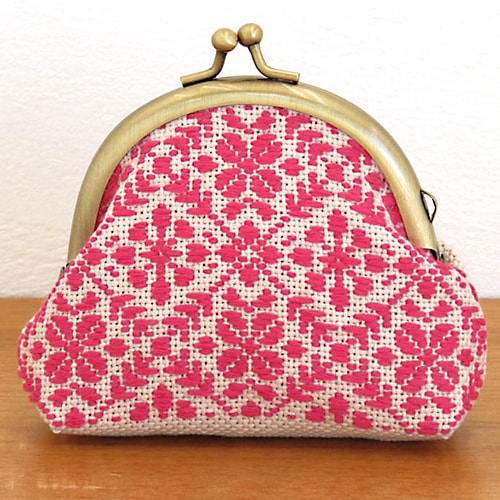 オリムパス こぎん刺しキット がま口ポーチ 丸型(ベージュ)