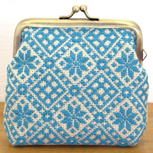 オリムパス こぎん刺しキット がま口ポーチ 角型(ベージュ)