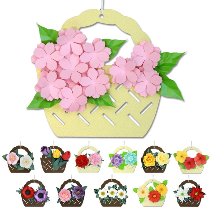 12ヶ月楽しめる 季節のお花の立体切り絵　花かご飾りキット