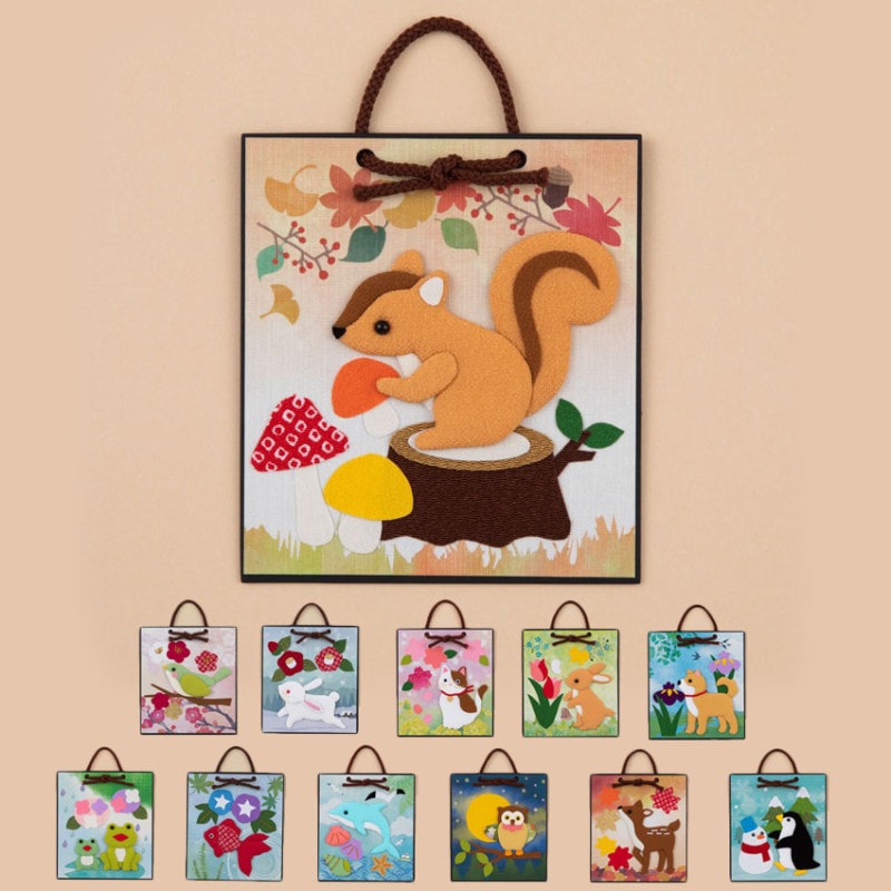 ほっこり動物の押し絵かべ飾りキット 全12種