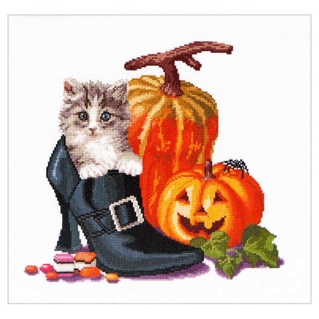 輸入刺しゅうキット Thea GOUVERNEUR(テア・グーヴェルヌール) Halloween Kitten クロスステッチ