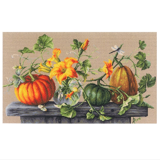 輸入刺しゅうキット Luca-S(ルーカス) フラワー Pumpkins (パンプキン) クロスステッチキット