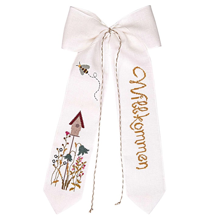 【在庫限り】【お買い得】輸入刺しゅうキット RICO（リコ）Displays Ribbon kit 「Willkommen(ようこそ)」 クロスステッチキット