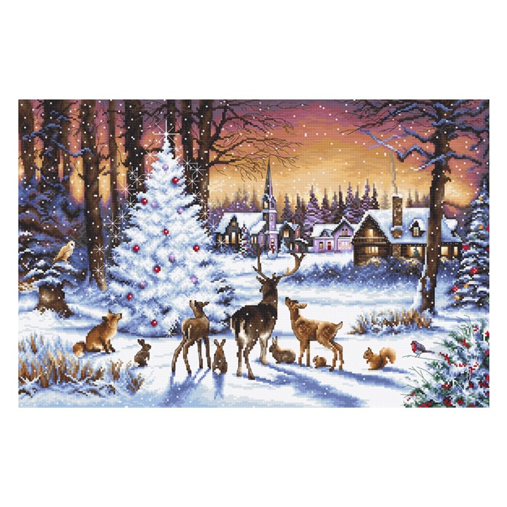 輸入刺しゅうキット LETISTITCH（レティステッチ社） Christmas Wood クリスマスツリー 森の動物 クロスステッチキット