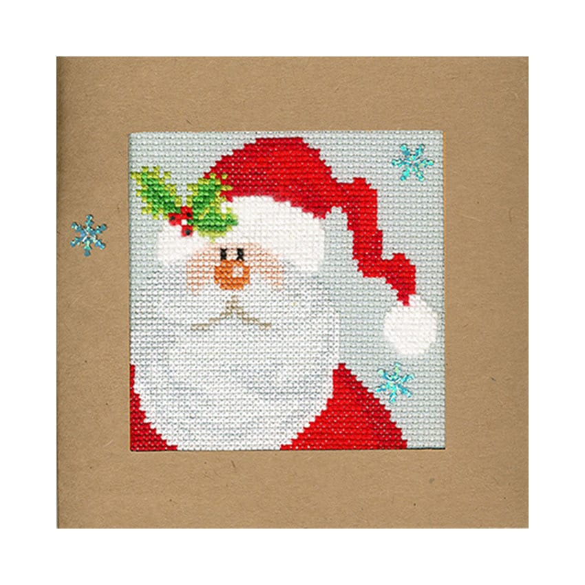 輸入刺しゅうキット Bothy Threads(ボシースレッズ) Snowy Santa　雪のサンタ カードフレーム付き クロスステッチキット