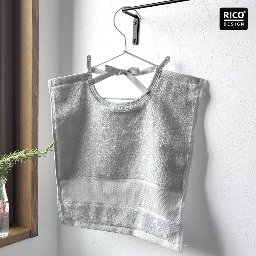 刺繍 RICO ベビービブ グレー 30×34cm