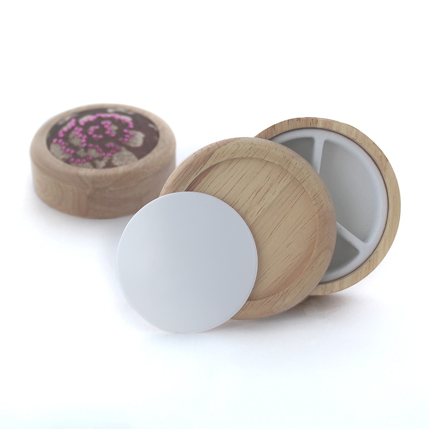 白木小物入れ 丸 大 内径6cm／外径8.5cm 白台座付