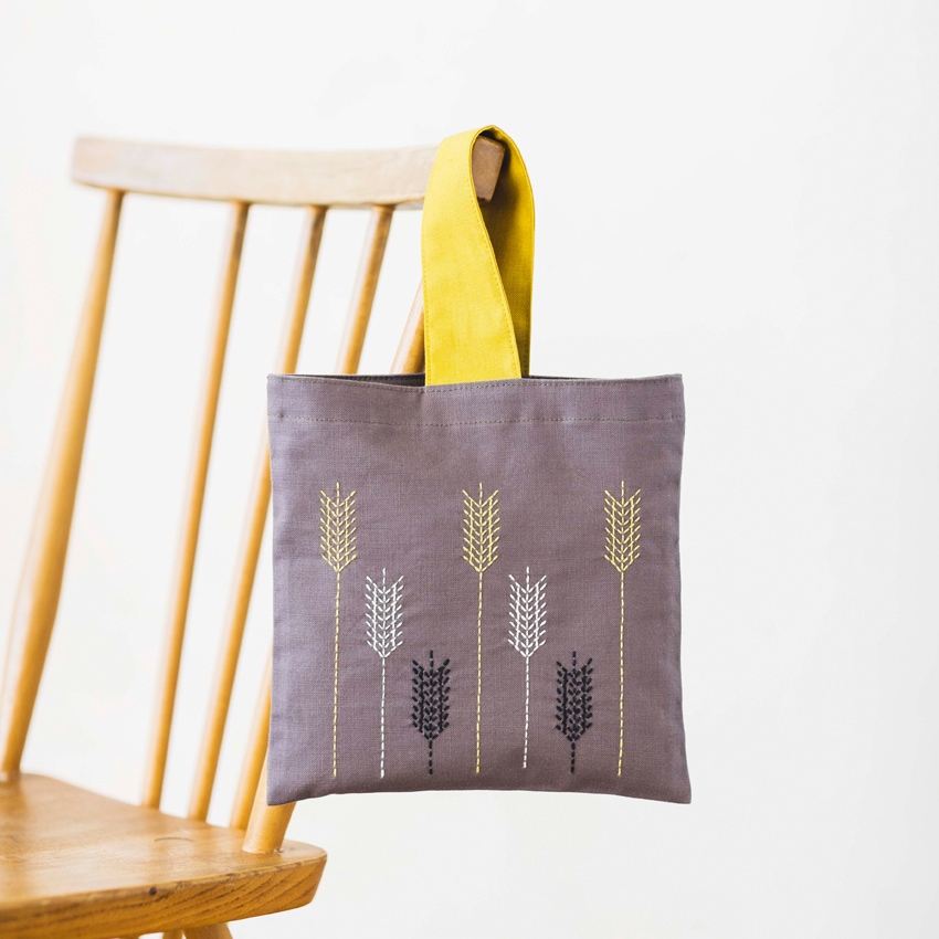 コスモ 刺し子キット AYUFISH ワンハンドルバッグ Wheat ウィード柄　hidamari 562206