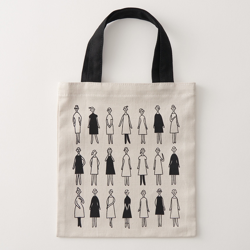 100ネエサン 刺繍縫製済みミニトート 542203 ペールグレー 21×19cm / 中島一恵