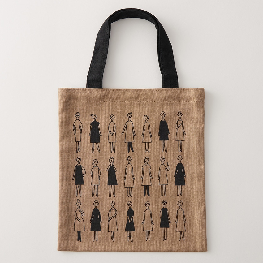 100ネエサン 刺繍縫製済みミニトート 542204 モカベージュ 21×19cm / 中島一恵 刺繍縫製済みミニトート使用