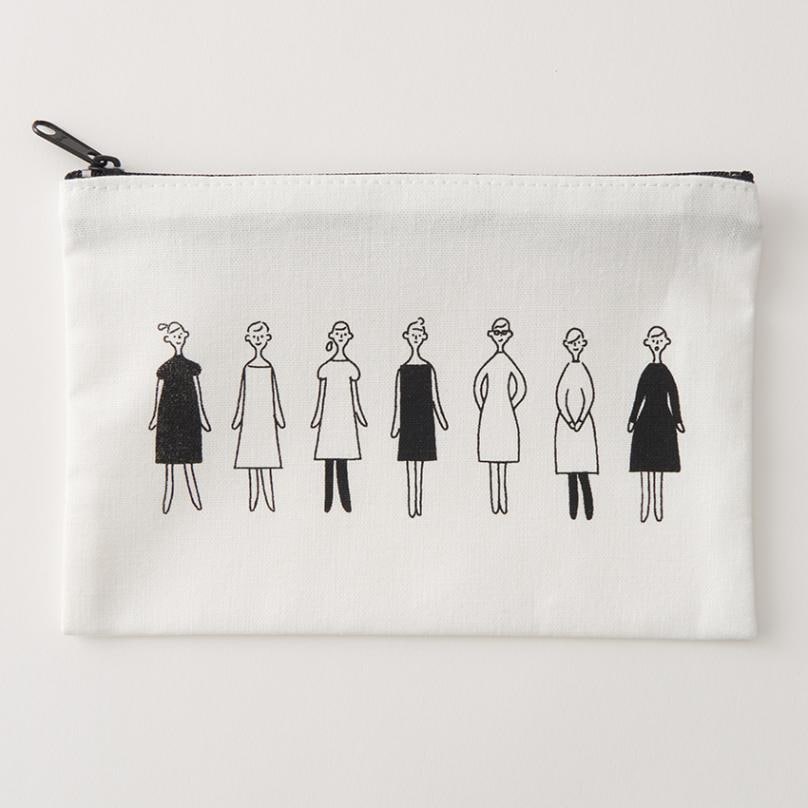 100ネエサン 刺繍縫製済みジップポーチ 542205 ホワイト 12.5×18.5cm / 中島一恵