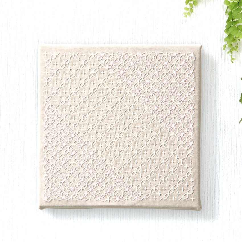 SASIKO interior ファブリックパネル Flower cross 十字花刺し / オリムパス 刺し子キット SK-438