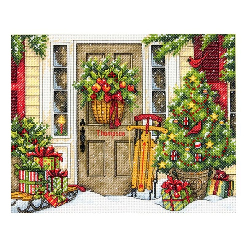輸入刺しゅうキット Dimensions（ディメンジョンズ) 70-08961 Home for the Holidays クリスマス休暇の家 クロスステッチキット