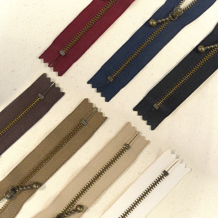 YKK玉付きファスナー 14cm メタルアンティークゴールド