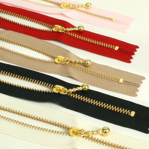 YKK玉付きファスナー16cm メタルゴールド 3MGC-16