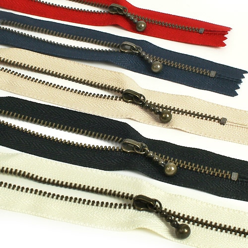 YKK玉付きファスナー16cm メタルアンティークゴールド 3GKB-16