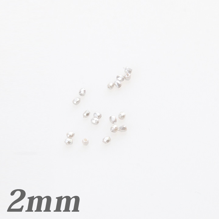 チェコビーズ　ファイヤーポリッシュ　2mm　パール グレー20個入り