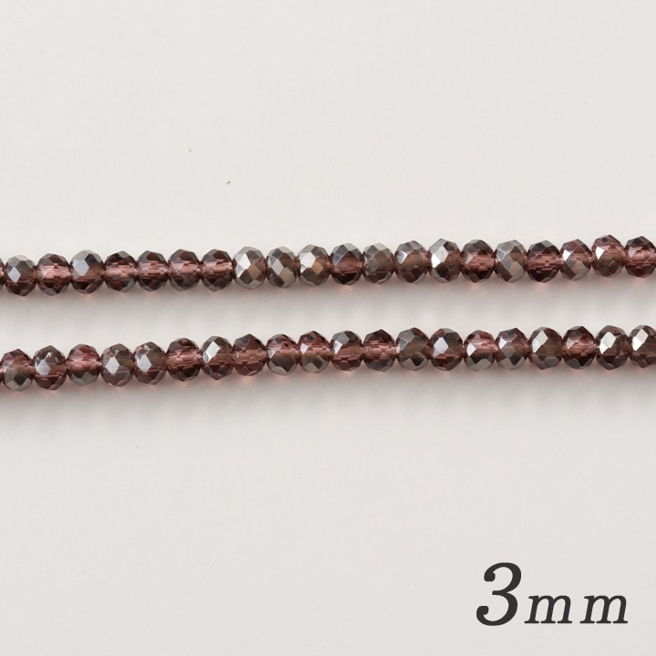 ガラスビーズ　ボタンカット ライラック3mm 約75個入り