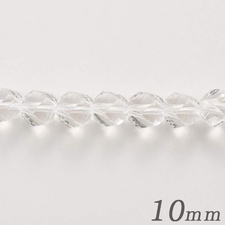 ガラスビーズ　マシンカットクリスタル10mm 連10個入り