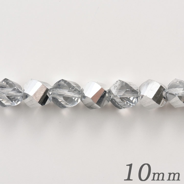 CraftCafe ガラスビーズ マシンカット シルバーシェイド 10mm 連10個入り