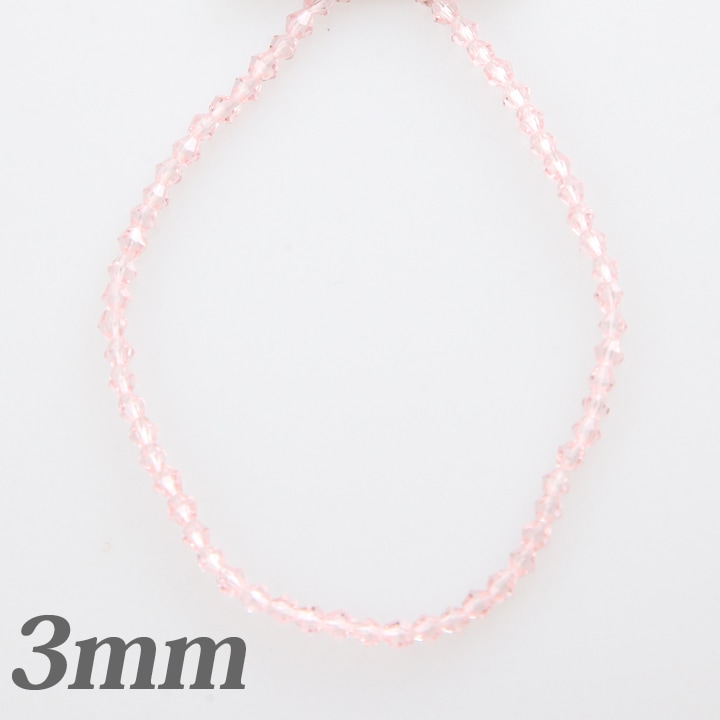 ガラスビーズ　ソロバンカット3mm ライトローズ 約20cm