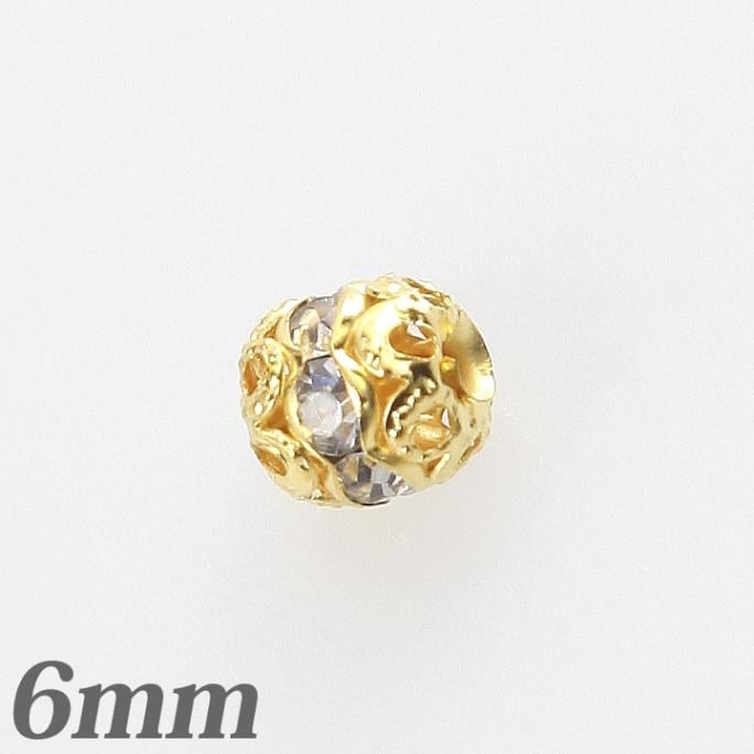 丸ロンデル クリスタル6mm ゴールド4個入り