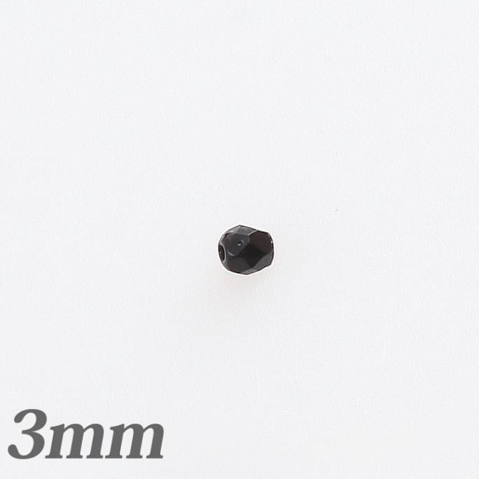 チェコガラスビーズ　ファイヤーポリッシュ3mmジェット30粒入