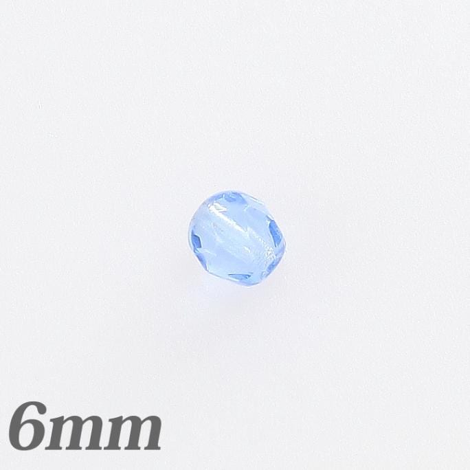 チェコガラスビーズ　ファイヤーポリッシュ6mmライトサファイヤ20粒入