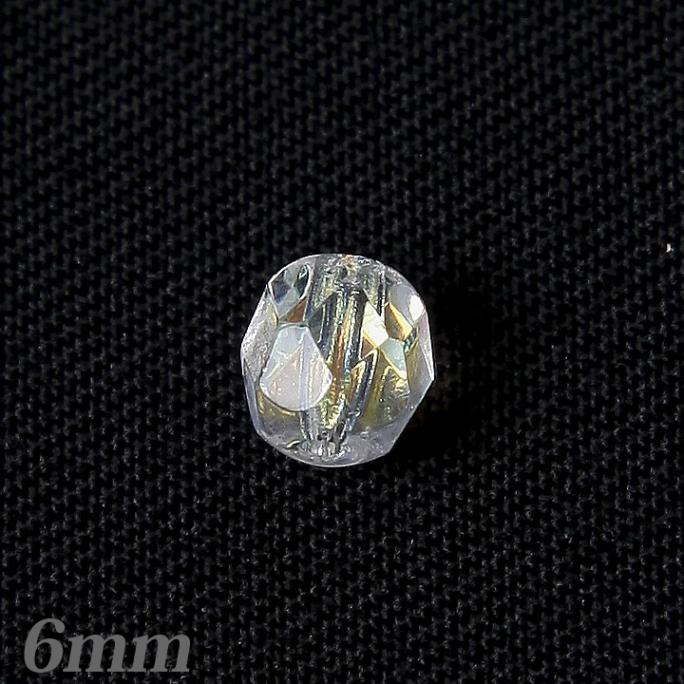 チェコガラスビーズ　ファイヤーポリッシュ6mmクリスタルAB20粒入