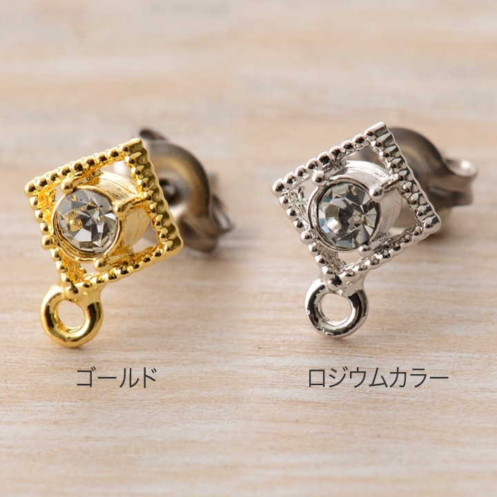 ピアス　キャストカン付スクエア1P