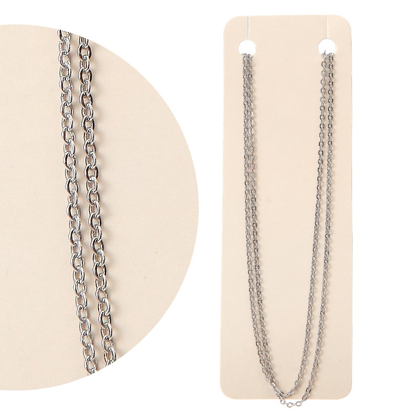 ネックレスチェーン(金具付) 小判 0.35×1.7×2mm ヒキワ・板ダルマ 40cm ロジウムカラー