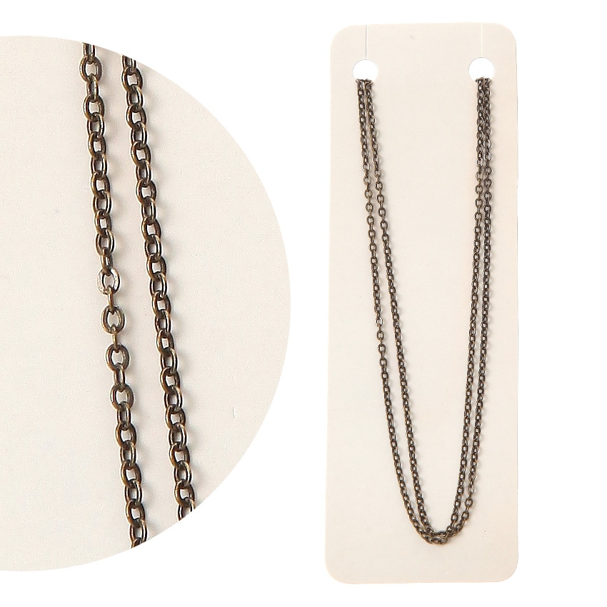 ネックレスチェーン(金具付) 小判 0.35×1.7×2mm ヒキワ・板ダルマ 40cm アンティークゴールド