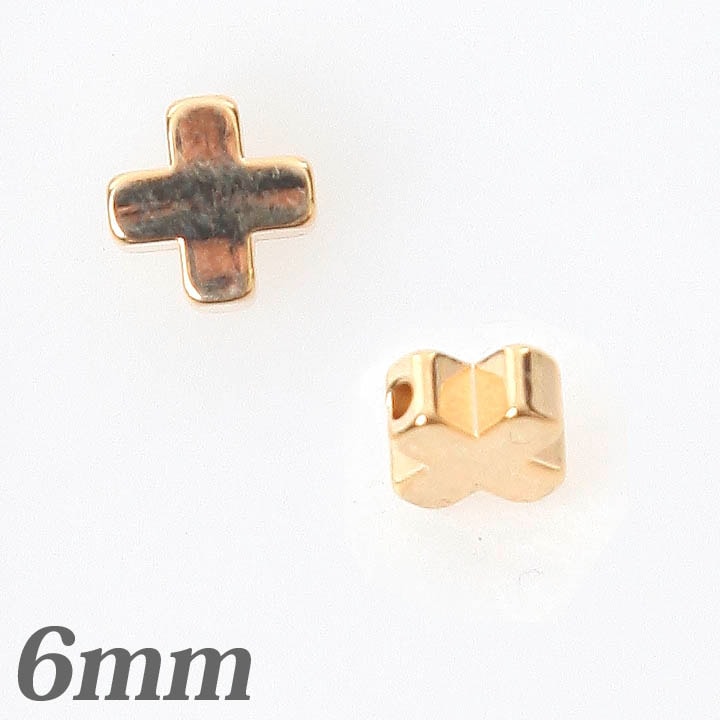 縦穴チャーム　クロス　ゴールド6mm 4個入り