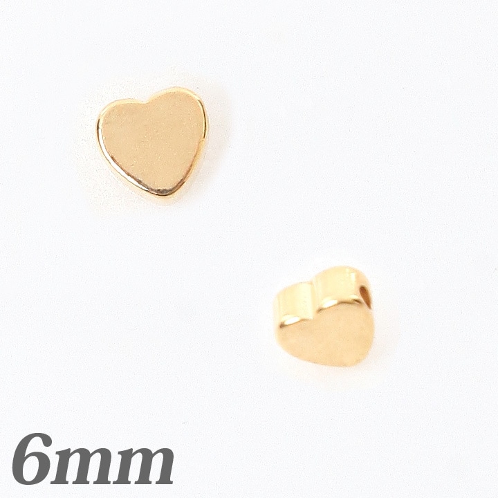 横穴チャーム　ハート　ゴールド6mm 4個入り