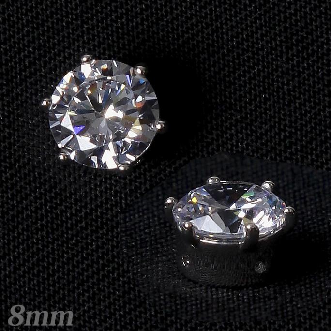 爪付きキュービックジルコニア丸8mm クリスタル　ロジウムカラー 2個入り