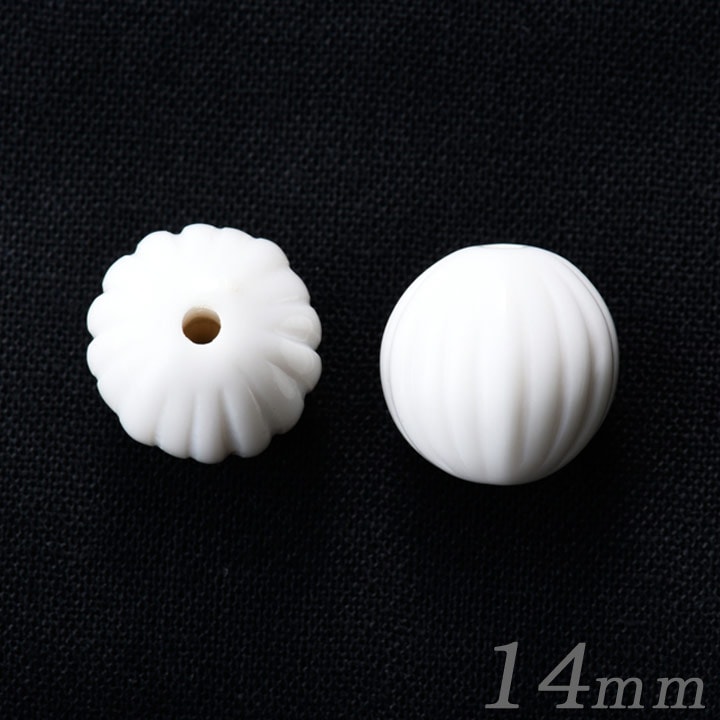 アクリルビーズ　メロン 14mm レトロカラー　ホワイト 2個入り