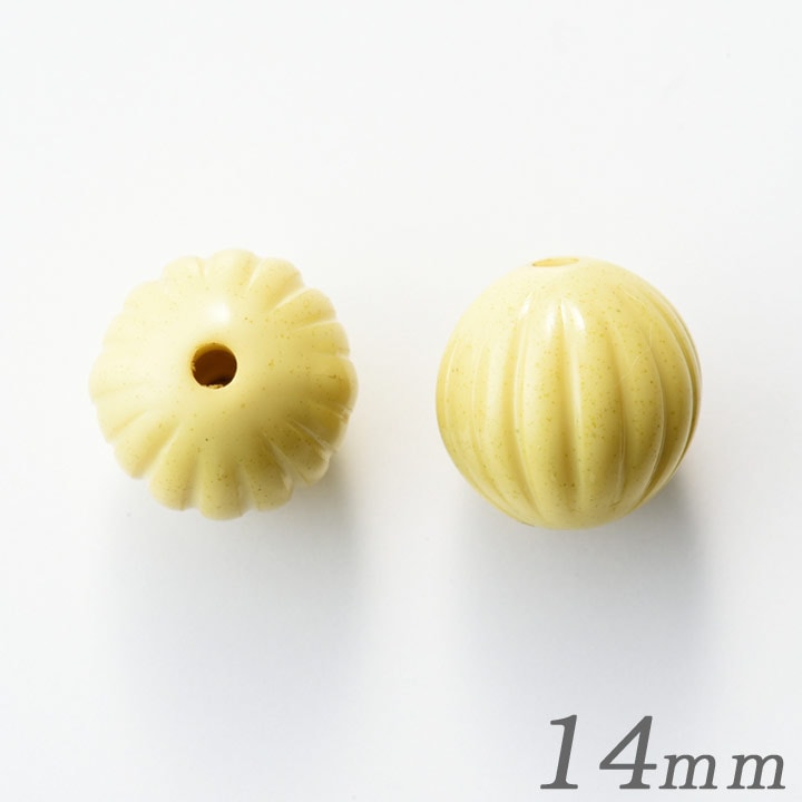 アクリルビーズ　メロン 14mm レトロカラー　イエロー2個入り