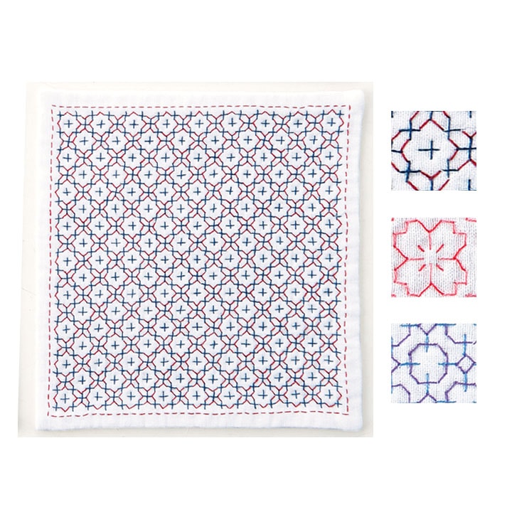 刺し子キット オリムパス ハンカチ iine 花柄(白)