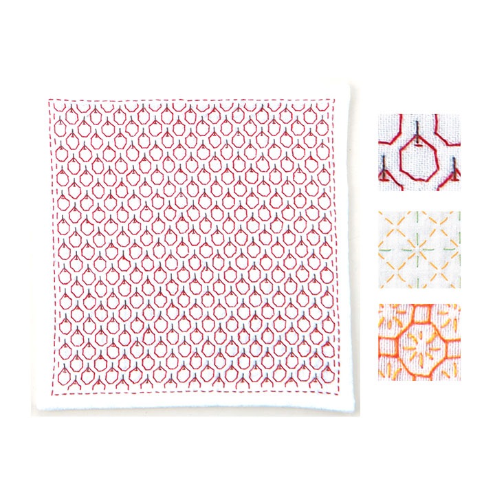 刺し子キット オリムパス ハンカチ iine フルーツ柄(白)