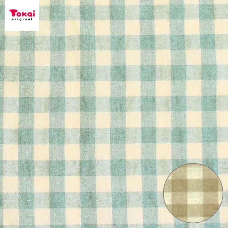 先染めチェック 特大 約13mm グリーン/ベージュ (50cm単位)