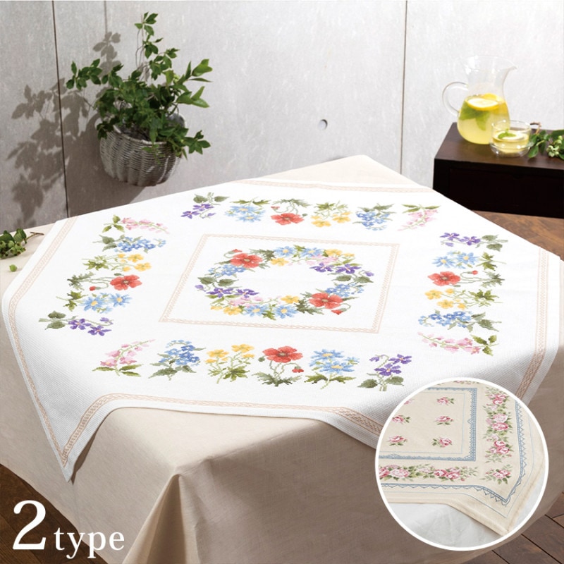 オリムパス 刺繍 刺しゅうキット オノエ・メグミ テーブルクロスシリーズ ピンクローズ 1205 春の小花 1206 