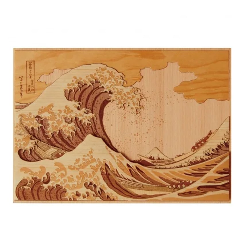 木はり絵手作りキット　葛飾北斎「富嶽三十六景/神奈川沖浪裏」　KJH-001
